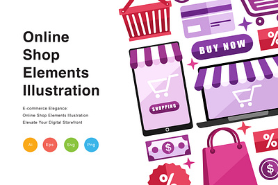 Online Shop Elements Illustration smartphone