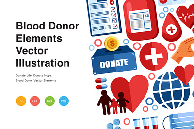 Blood Donor Elements Vector Illustration love