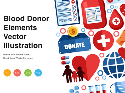 Blood Donor Elements Vector Illustration love