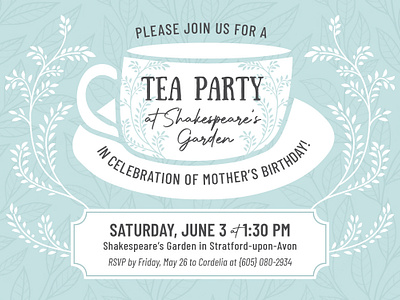 Tea Party Invite floral graphic design invitation tea party