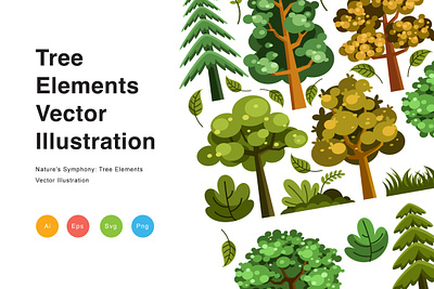 Tree Elements Vector Illustration grass