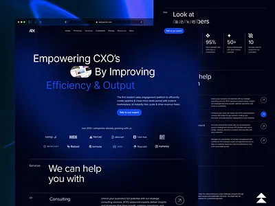 B2B Consulting Landing Page Website b2b landing page black business consulting consulting consulting firms consulting website dark dark color dark design dark theme dark website firm landing page landing page design landing page website landingpage saas web design webflow website exploration