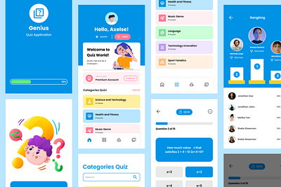 Genius - Trivia Quiz Mobile App application apps ask brain game knowledge layout quiz test trivia ui ux