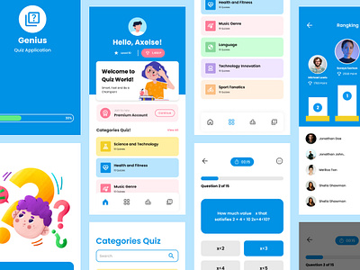 Genius - Trivia Quiz Mobile App application apps ask brain game knowledge layout quiz test trivia ui ux
