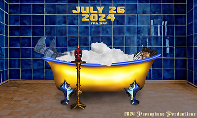 Spa Day - unofficial movie poster for Deadpool & Wolverine branding deadpool digital art graphic design illustration memes movie posters spa spa day wolverine