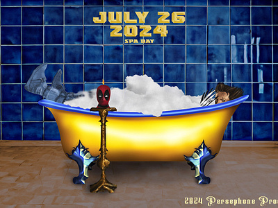 Spa Day - unofficial movie poster for Deadpool & Wolverine branding deadpool digital art graphic design illustration memes movie posters parody spa spa day wolverine