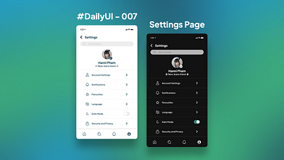 DailyUI 007 - Settings Page branding design graphic design mobile app settings ui ux