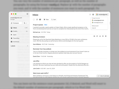 Mail Application account manager app application component design system drafts figma icons inbox landing page light mode mail messages minimalist modal nav bar ui ui design ui kit widget