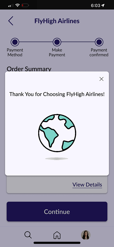 FlyHigh Airlines app design ui ux