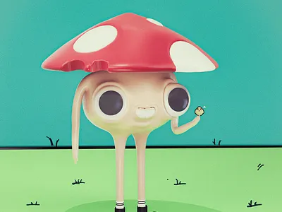 Mushroom man 3d 3d character animation blender blue c4d cute cyan ip modeling mushroom nature render rendering vegetable