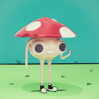 Mushroom man 3d 3d character animation blender blue c4d cute cyan ip modeling mushroom nature render rendering vegetable