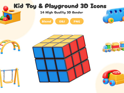 Kid Toy & Playground 3D Icons 3d 3d art 3d artwork 3d icon 3d illustration 3d modeling 3d render blender blender 3d design element icon illustration render rendering uiux web