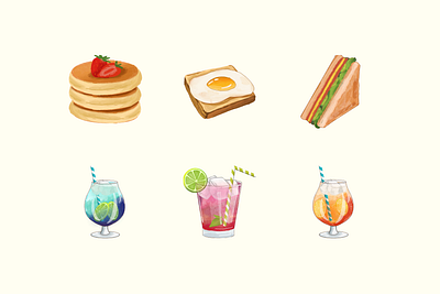 Watercolor Summer Food and Beverage canva illustration watercolor