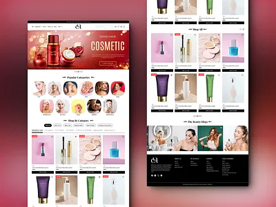 Cosmetics Website Landing page beauty cosmetic cosmetic website design cosmetics cosmetics ui design cosmetology homepage landing page makeup skin skin care skincare web web design website website design