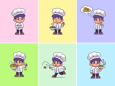 Cute Chef Illustration branding cartoon catering cheese cook cuisine culinary cute design food illustration kawaii kitchen logo mascot recipe restaurant ui