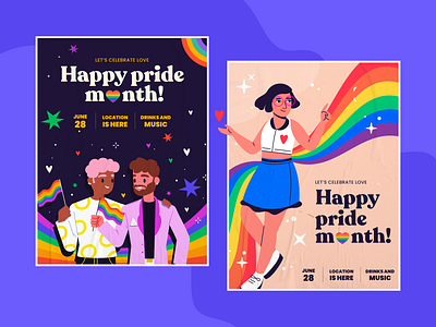 Pride Month Posters Graphic Design 🏳️‍🌈🏳️‍⚧️ branding bright event graphic design illustration invite logo love poster pride rainbow social media vector