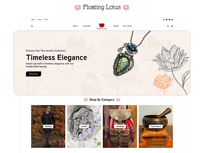 Floating Lotus Store Design jewelry logodesign ui website