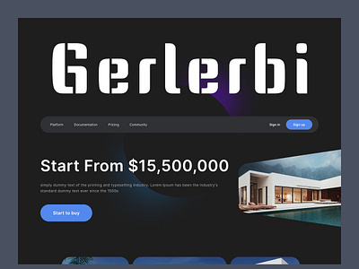 Gerlerbi House | Home Page apartement business buy dark design gerlerbi header home home page house landing page property real estate sell smarthome supitar ui ux webdesign website