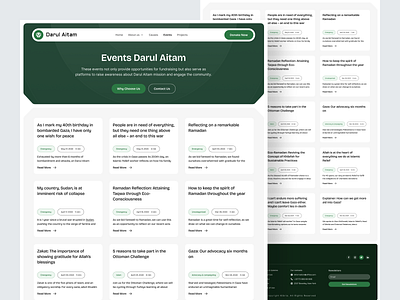 Darul Aitam - Events Page artiflow charity events children disaster donations education environment events landing page events page free entry fundraisers halal design health human rights online events typography uiux design volunteering web design website