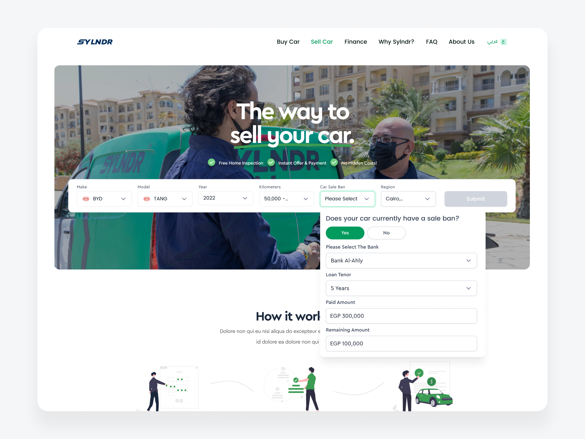 Sylndr acquisition website - Car Sale Ban adaptive experience cars product design sylndr ui
