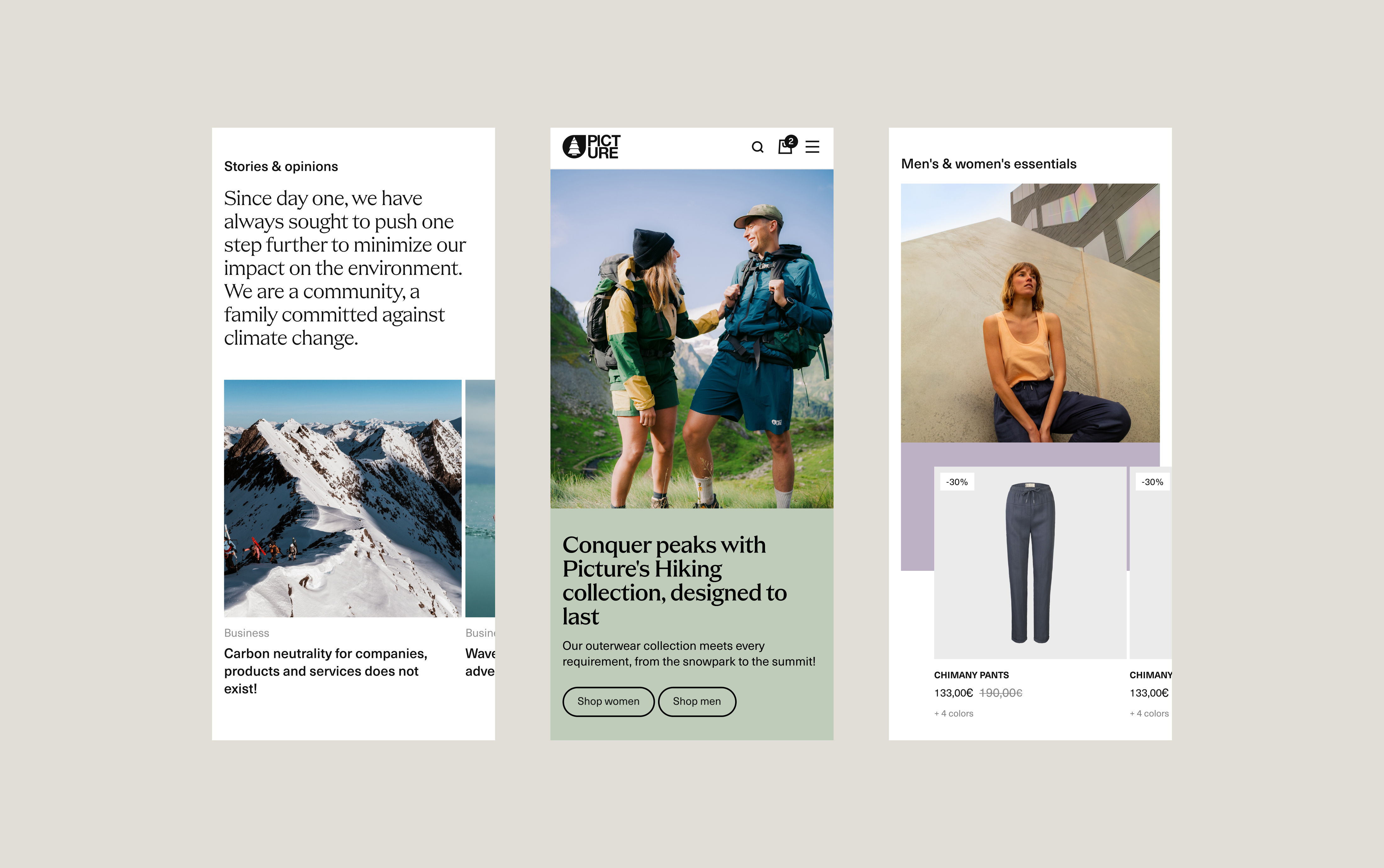 Picture Organic Clothing brand colorful commerce e commerce skateboarding snowboarding