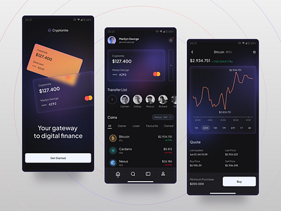 Crypto Mobile App app bitcoin credit card crypto currency mobile ui ux visual design wallet