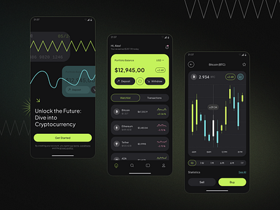 Crypto mobile app app bitcoin branding creditcard crypto darkmode design mobile productdesign ui ux visualdesign