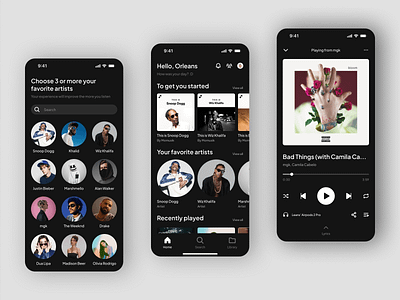 Momusik - Music Streaming App Design album artist audio player billie eilish clean dashboard design listen music minimalist music music app music player music streaming music ui playlist product design sound ui ui design uiux