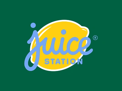 Juice Station - Logotype design with lemon badge badge design branding design food truck identity fruit design fruit illustration graphic design illustration juice branding juice design juice identity lemon lemon tshirt logo tshirt design typography vector