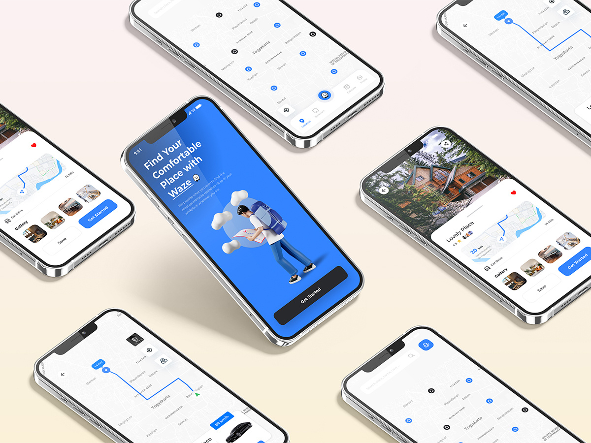 Waze App Redesign app design illustration mobile app ui ui design ui ux