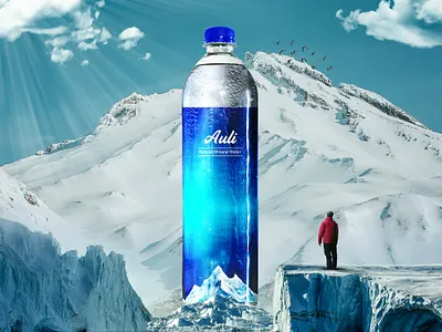 Mineral water Social media post design advertising auli design digital marketing graphic design mineral water mountain photomanipulation product design snow falling social media posts unique design water bottle