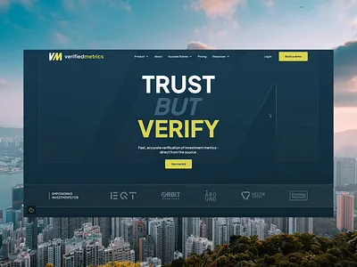 VerifiedMetrics.com ➔ Homepage Design animation design figma landing page layout saas web design webflow