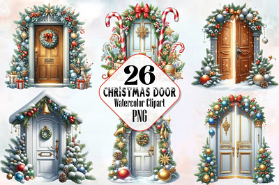 Christmas Door Sublimation Clipart PNG 3d animation app branding design graphic design illustration logo ui vector