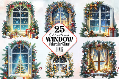 Christmas Window Sublimation Clipart PNG 3d animation app branding design graphic design illustration logo ui vector