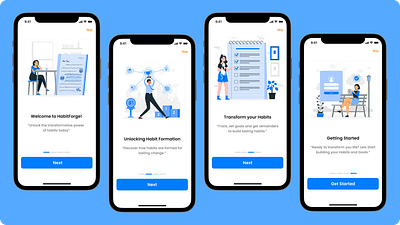 Onboarding Screens of a Habit Tracking App ui