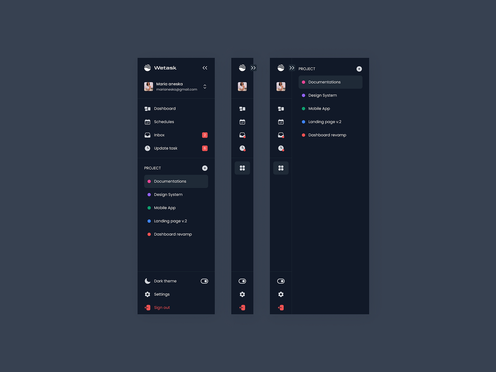 Sidebar style collapse & expand by Romdhoni Sani Miliana on Dribbble
