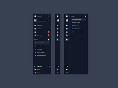 Sidebar style collapse & expand animation clean design dark mode dashboard design design trend development digital product graphic design mobile project management responsive design sidebar sidebar collapse sidebar expand ui ui design user interface ux design web design website