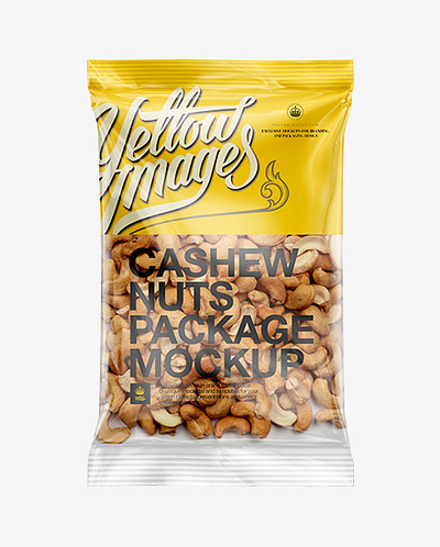 Free Download PSD Clear Plastic Pack w/ Cashew Nuts Mockup free mockup template mockup designs