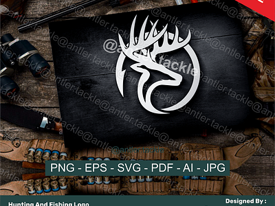 Deer Head Antler Duck Hook Hunting Fishing Logo deer antler deer duck hunting logo deer hunting logo deer logo duck hunting logo fishing hunting logo fishing logo hook fishing logo hunting logo