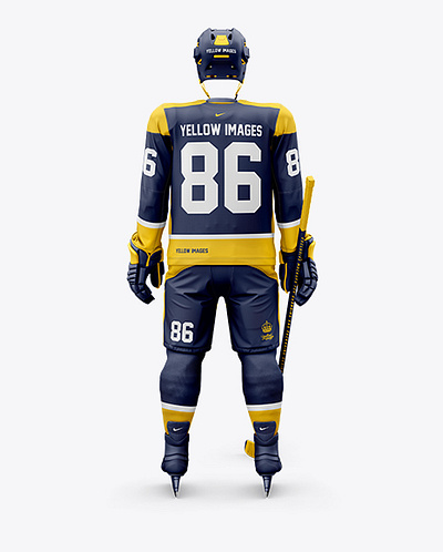 Free Download PSD Men’s Full Ice Hockey Kit mockup (Back View) free mockup template mockup designs
