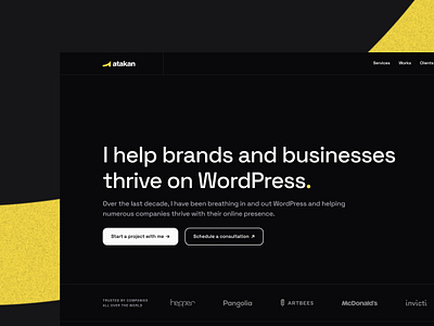 Personal Portfolio Website astro black branding clean dark download minimal minimalistic personal plain portfolio ui ux website wordpress yellow