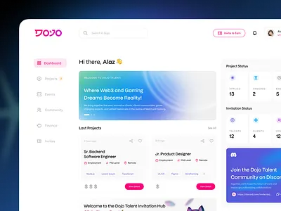 Dashboard - Dojo Talent Web App app design crm dashboard dashboard design design digital design illustration management mobile app platform ui ui design web app web design