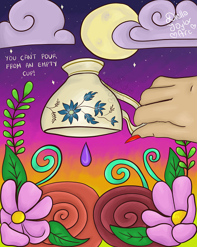 You can't pour from an Empty Cup digital art digital illustration poster