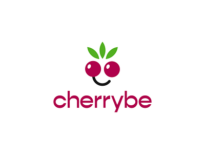 Cherrybe cherry fruit funny grocery health icon leaf logo nature shop