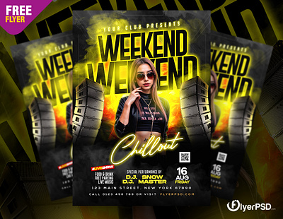 Free Flyer | Weekend Club Party Flyer PSD Template club flyer club party flyer flyer psd flyer template free free flyer free psd party flyer psd psd flyer weekend party
