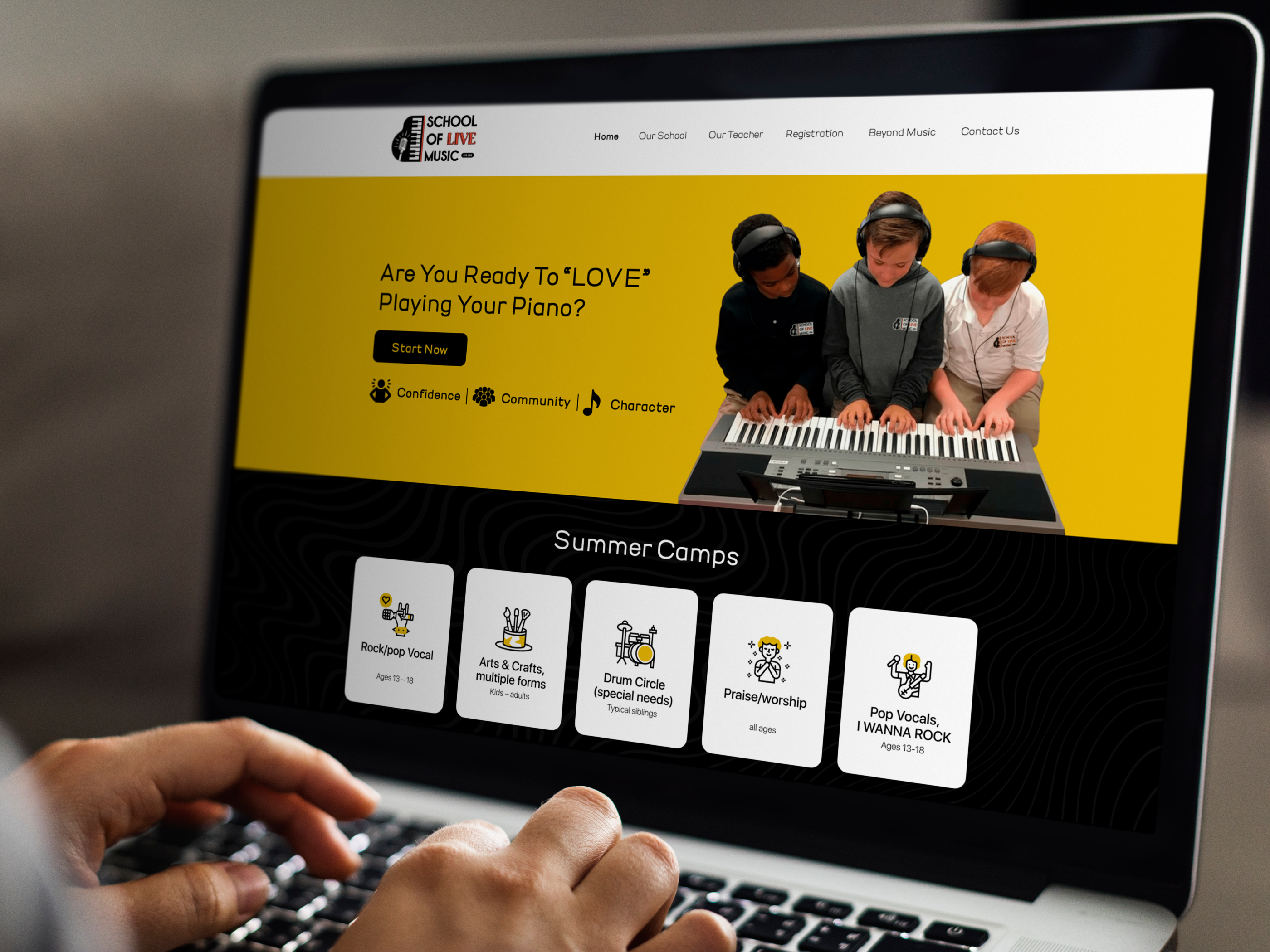 School of LIVE Music branding design typography ui ux