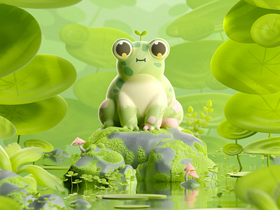 Cute Frog 2d 3d branding colors cute design frog graphic illustration love nature photoshop shape