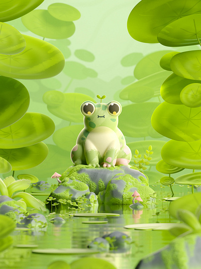 Cute Frog 2d 3d branding colors cute design frog graphic illustration love nature photoshop shape