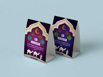 Eid Al-Adha Table Tent Design arabic branding business identity celebrate celebration culture eid al adha eid card festive graphic design happy holiday invitation islamic marketing orient packaging string lights table tent