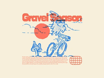 Gravel Season cycling illustration design graphic design gravel bike gravel cycling illustration illustrator mascot illustration outdoor illustration pp nikkei type typography